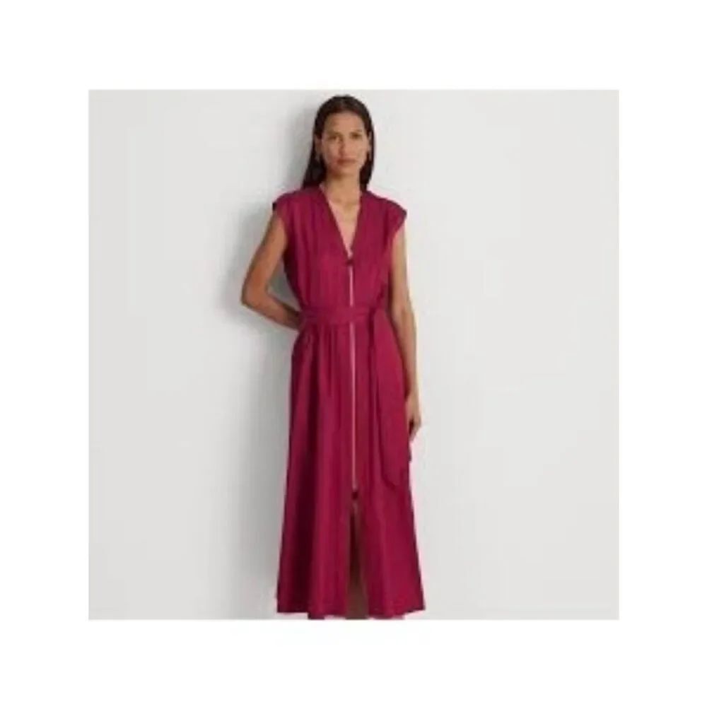 Ralph Lauren Women’s Shantung Cap Sleeve Full Zip Dress Size 18W